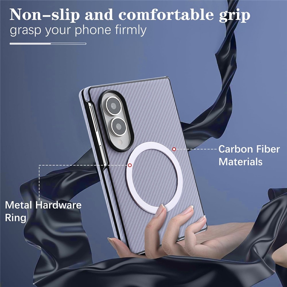 Side kryt s MagSafe a potažený umělou kůží na Samsung Galaxy Z Fold8 5G - fialový