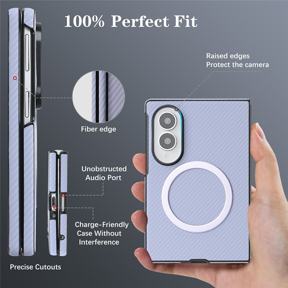Side kryt s MagSafe a potažený umělou kůží na Samsung Galaxy Z Fold8 5G - fialový