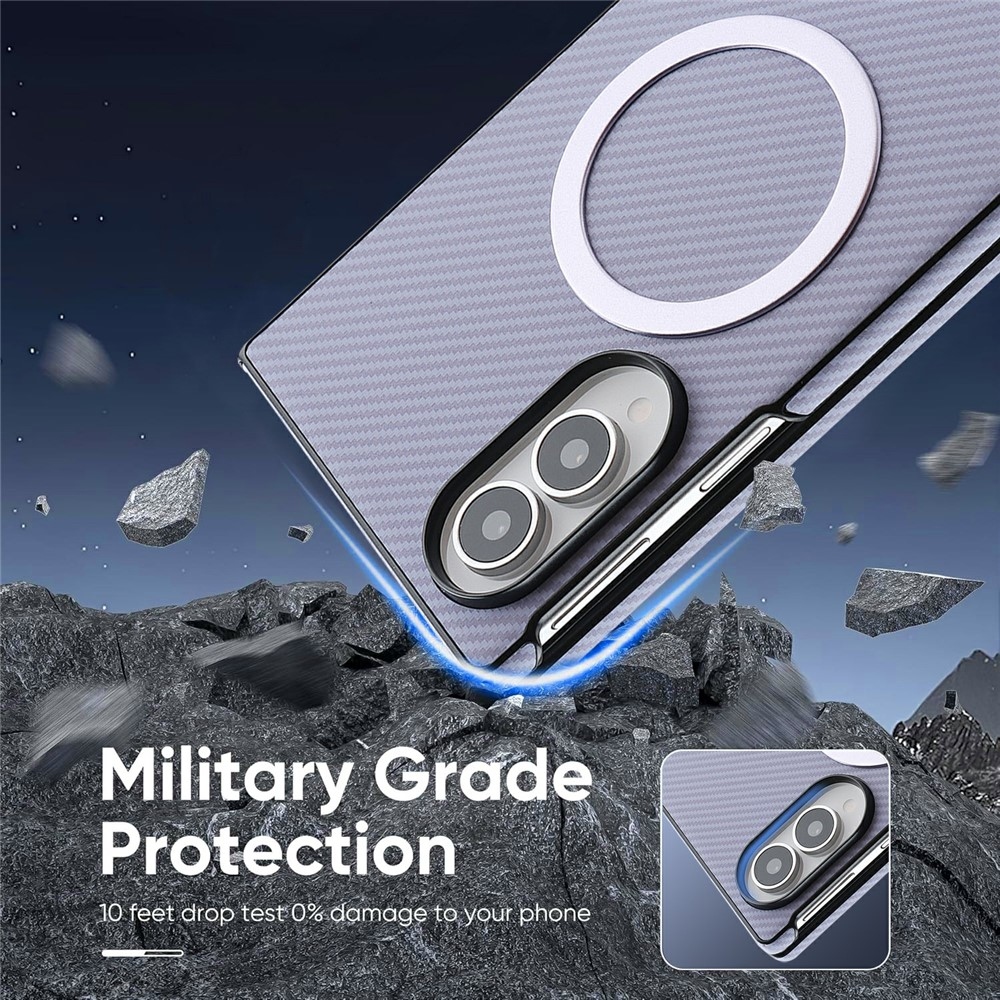 Side kryt s MagSafe a potažený umělou kůží na Samsung Galaxy Z Fold8 5G - fialový