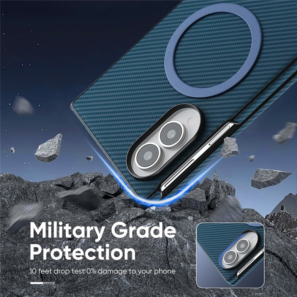 Side kryt s MagSafe a potažený umělou kůží na Samsung Galaxy Z Fold8 5G - modrý