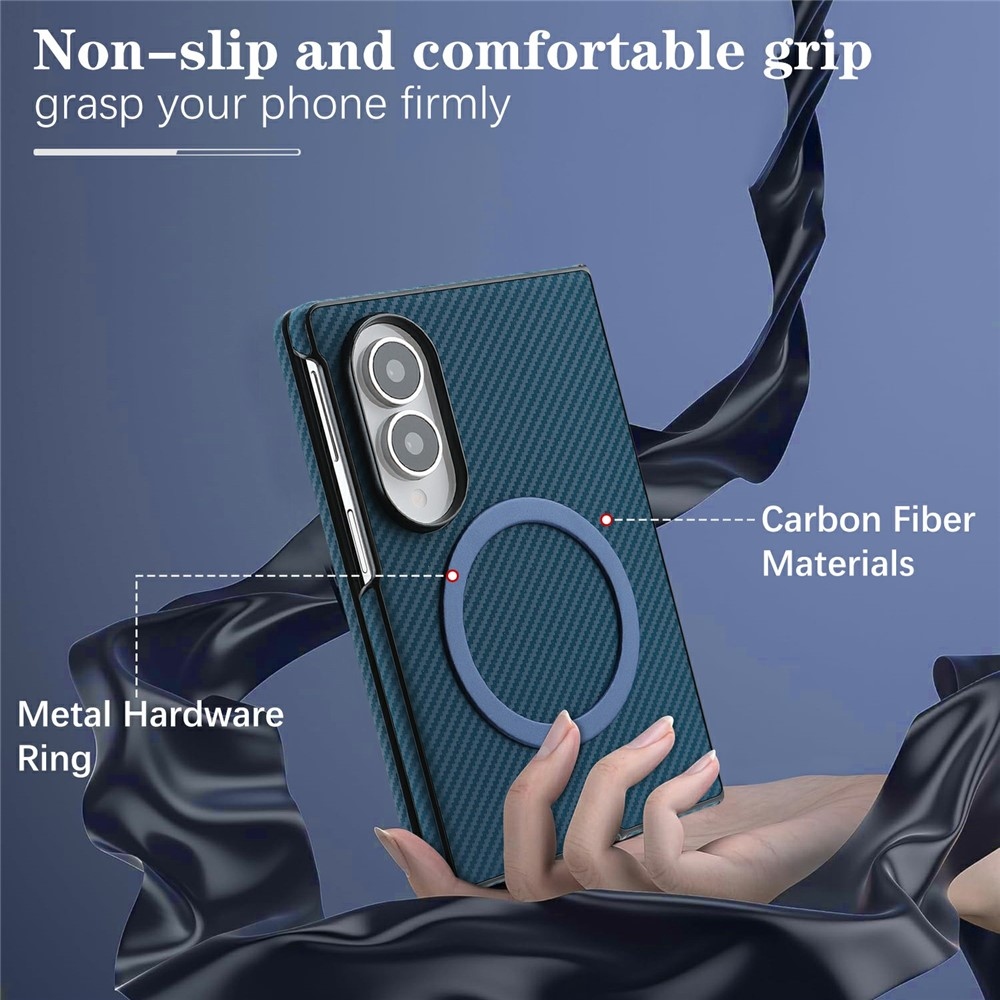 Side kryt s MagSafe a potažený umělou kůží na Samsung Galaxy Z Fold8 5G - modrý