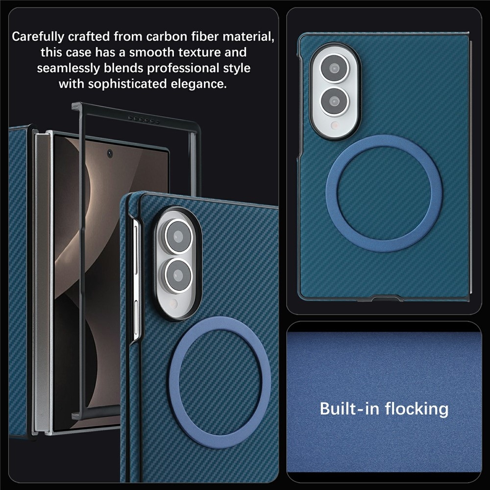 Side kryt s MagSafe a potažený umělou kůží na Samsung Galaxy Z Fold8 5G - modrý