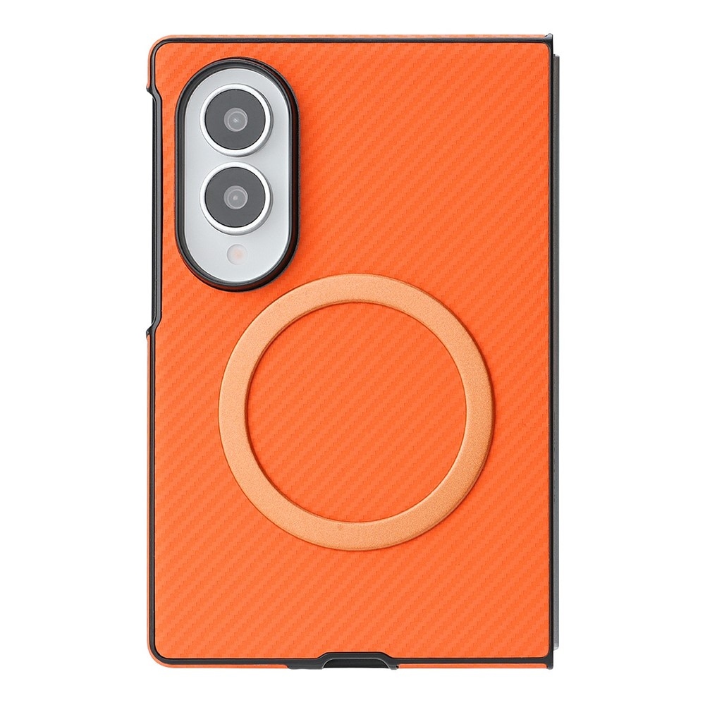 Side kryt s MagSafe a potažený umělou kůží na Samsung Galaxy Z Fold8 5G - oranžový