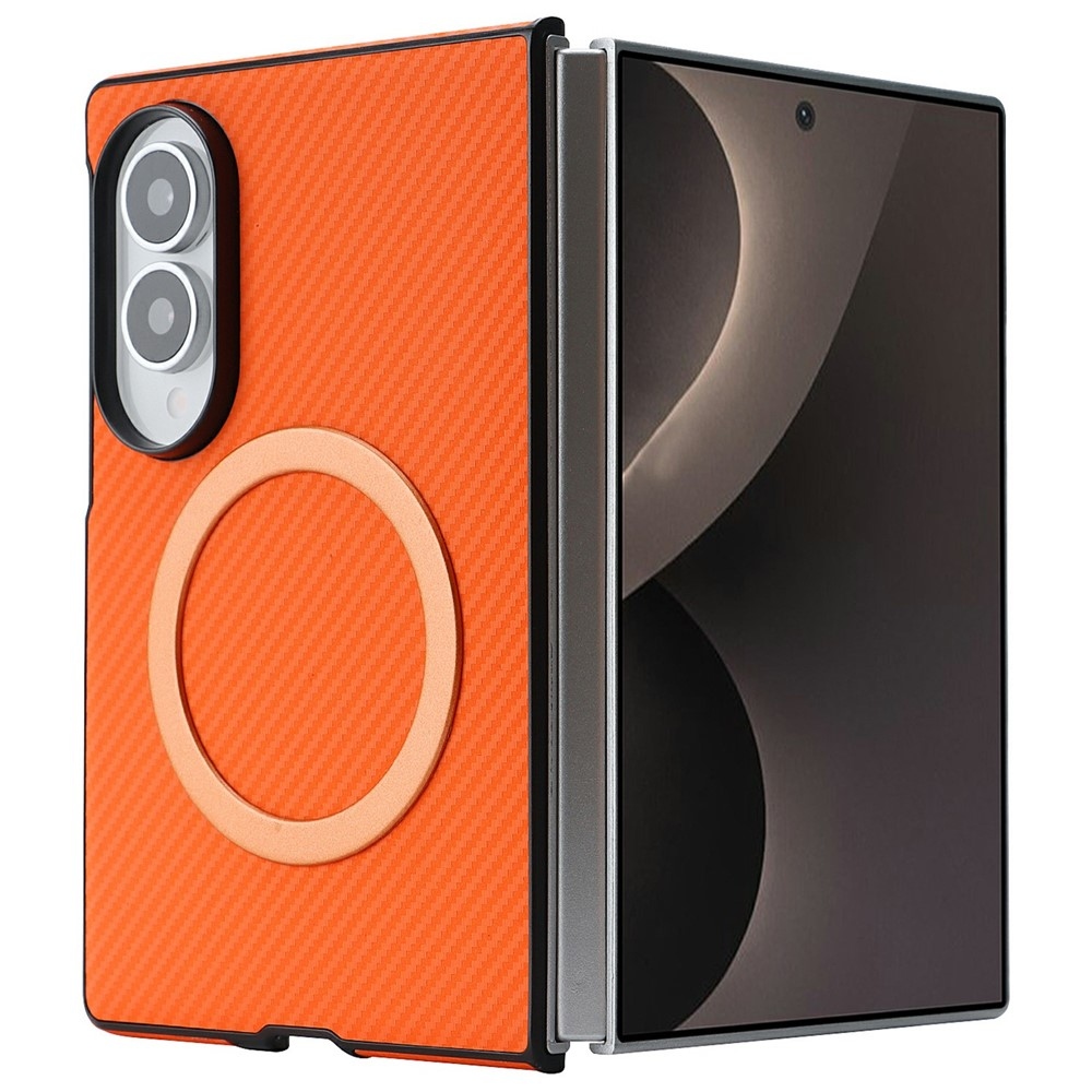 Side kryt s MagSafe a potažený umělou kůží na Samsung Galaxy Z Fold8 5G - oranžový