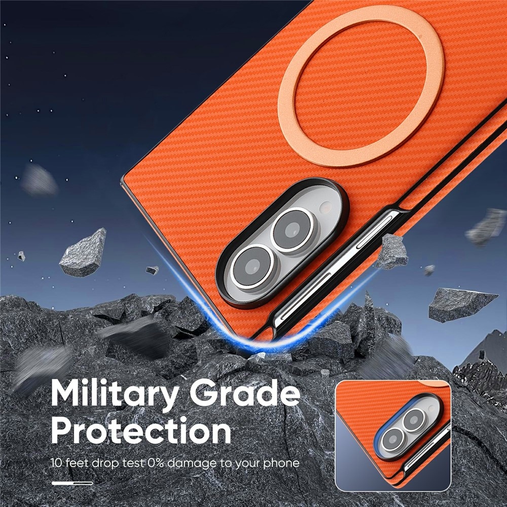 Side kryt s MagSafe a potažený umělou kůží na Samsung Galaxy Z Fold8 5G - oranžový