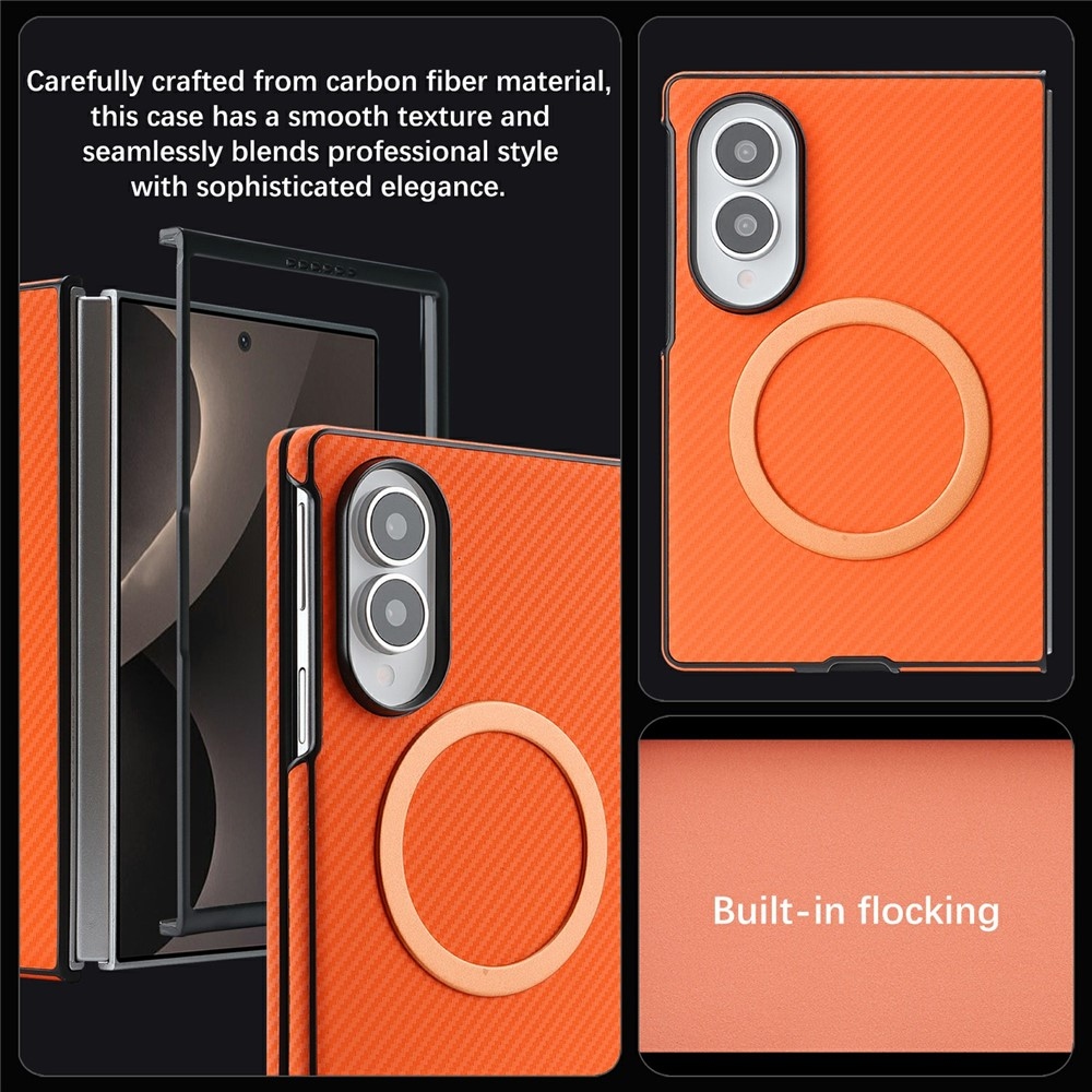 Side kryt s MagSafe a potažený umělou kůží na Samsung Galaxy Z Fold8 5G - oranžový