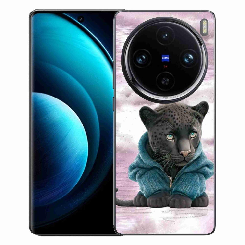Gelový kryt mmCase na Vivo X100 Pro 5G - černý panter ve svetru