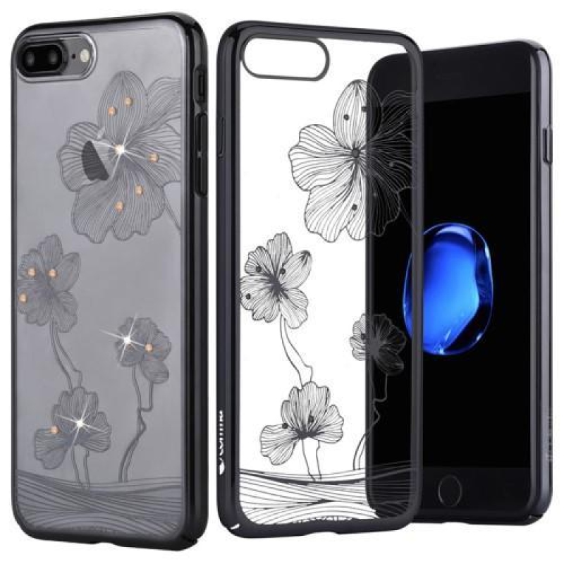 Silky Swarovski krystalový plastový obal na iPhone 8 Plus a iPhone 7 Plus - černý