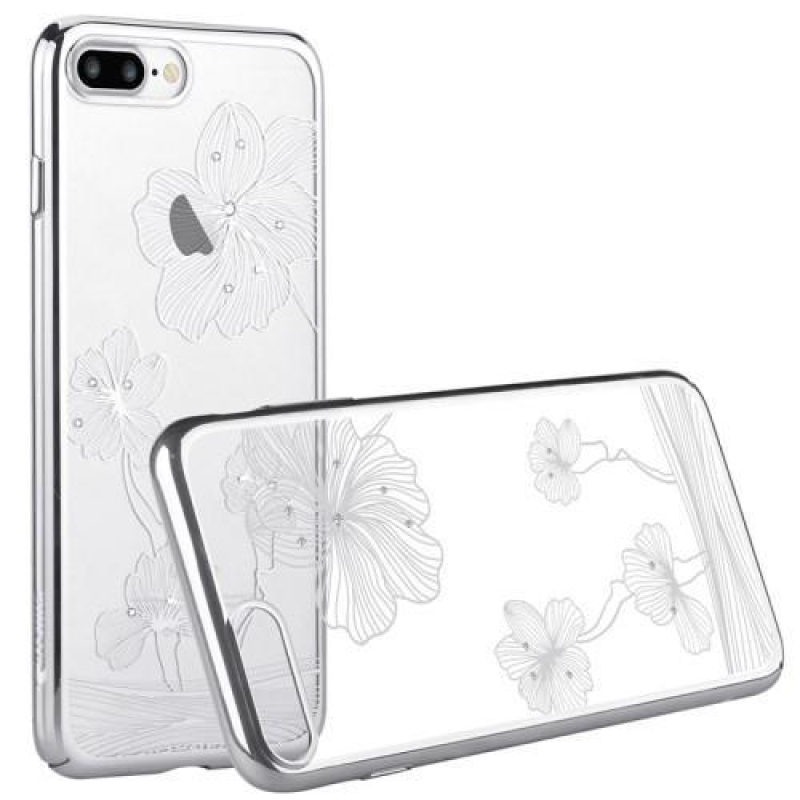 Silky Swarovski krystalový plastový obal na iPhone 8 Plus a iPhone 7 Plus - stříbrný