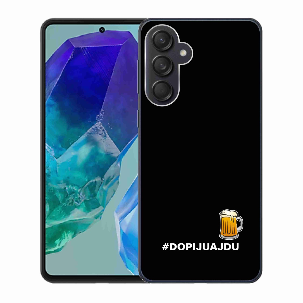 Gelový kryt mmCase na Samsung Galaxy M55 5G - pivní motiv 1 černé pozadí