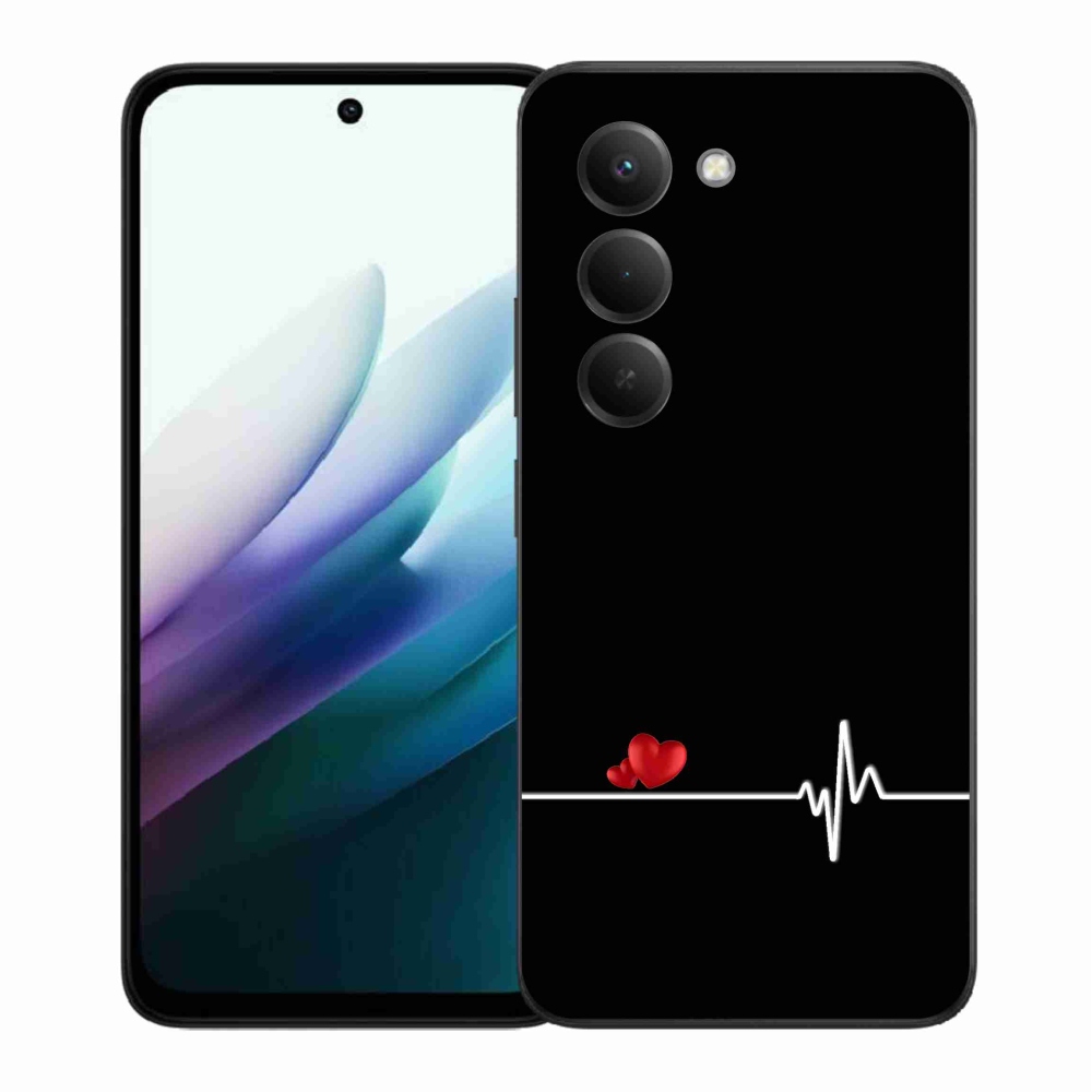 Gelový kryt mmCase na Xiaomi Redmi 15 4G/5G (171mm) - srdce a tep černé pozadí