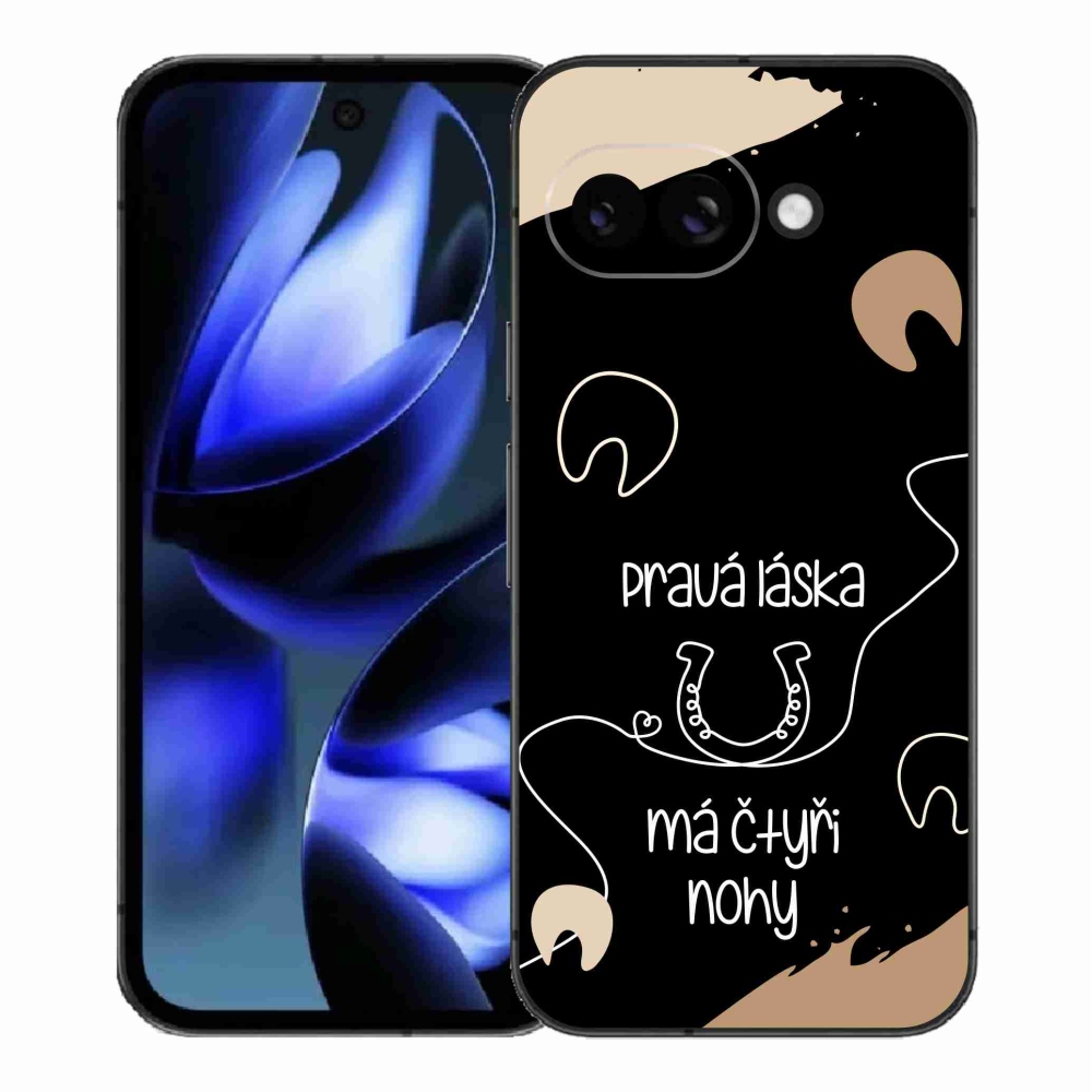 Gelový kryt mmCase na Google Pixel 9a - koňský motiv černé pozadí