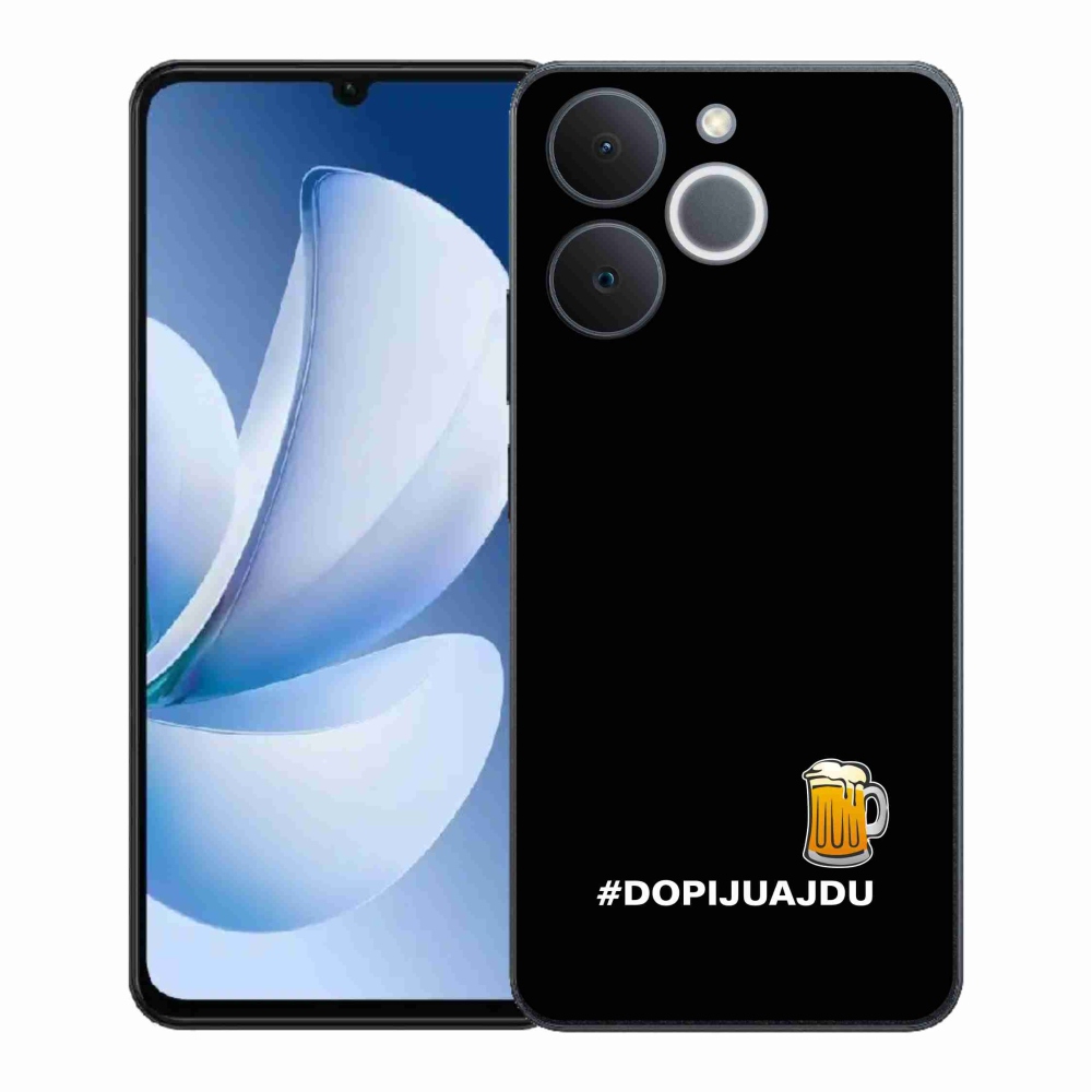 Gelový kryt mmCase na Realme Note 70T - pivní motiv 1 černé pozadí