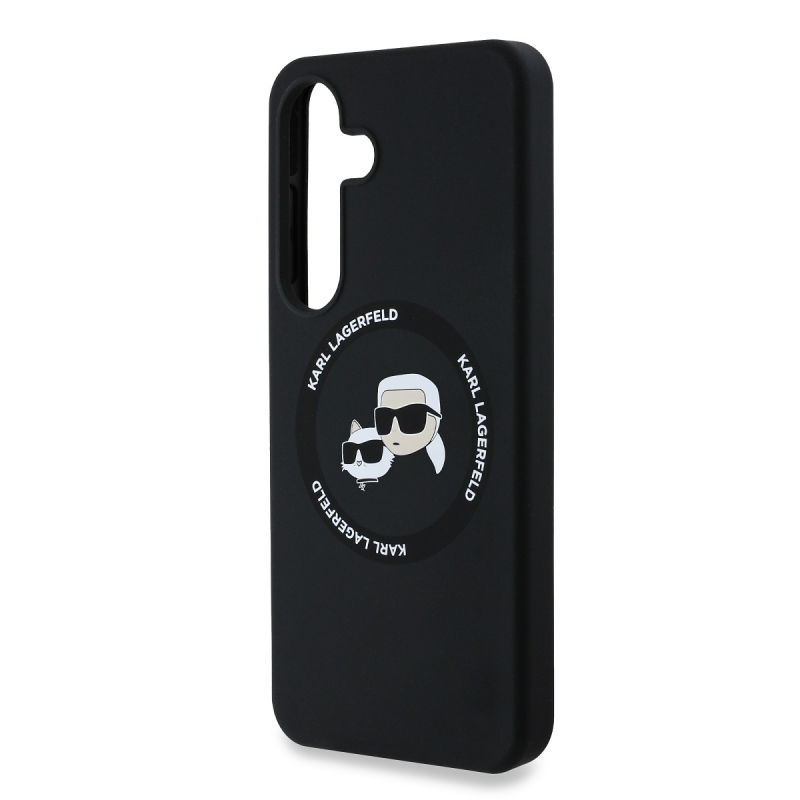 Karl Lagerfeld Liquid Silicone K&CH Heads MagSafe Zadní Kryt pro Samsung Galaxy S25+ Black