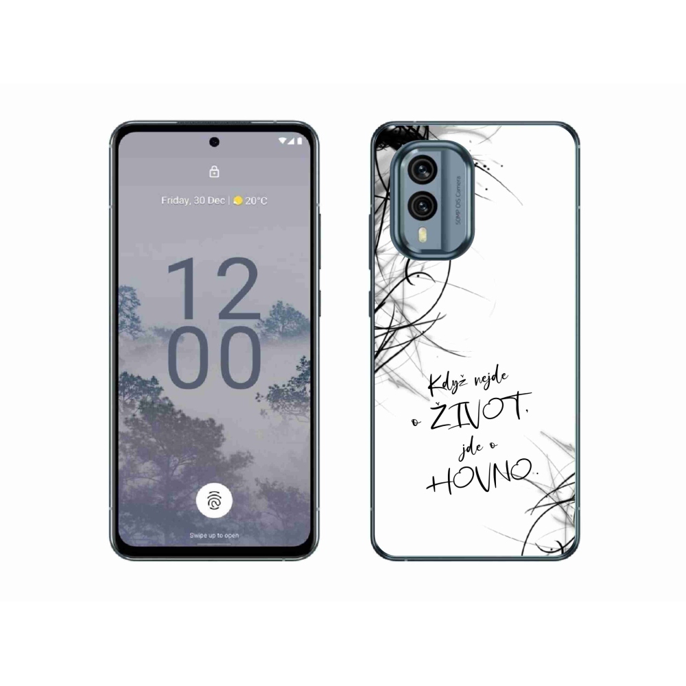 Gelový kryt mmCase na Nokia X30 5G - vtipný text 16 bílé pozadí