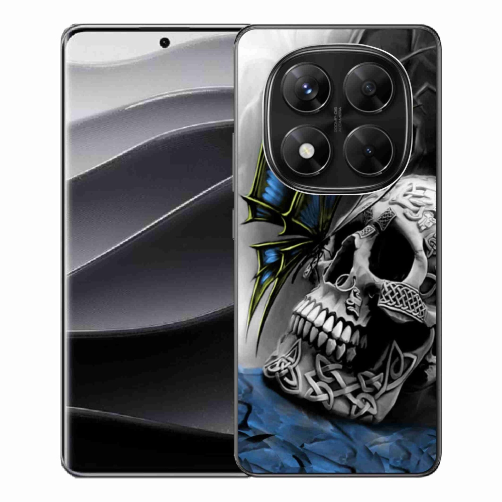Gelový kryt mmCase na Xiaomi Redmi Note 14 Pro 5G/Poco X7 5G - motýl a lebka