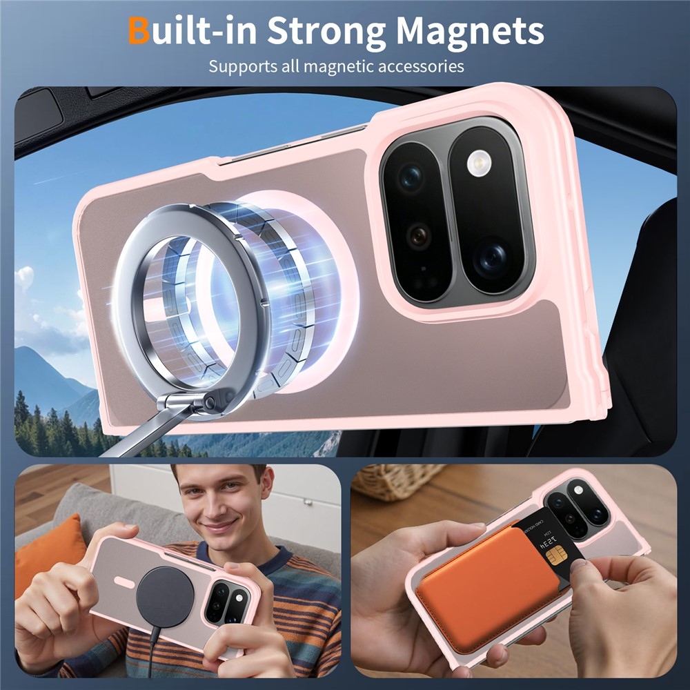 Skin gelový obal s pevnými zády a podporou MagSafe na Google Pixel 11 Pro Fold - růžový