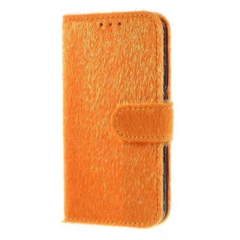 Skiny Pu kožené zapínací pouzdro na iPhone 7 Plus a iPhone 8 Plus - oranžové