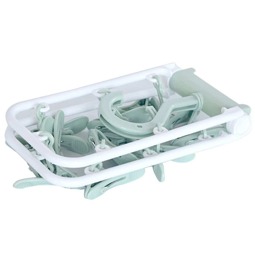 Skládací plastový sušák na ponožky (12 kolíčků) - zelený