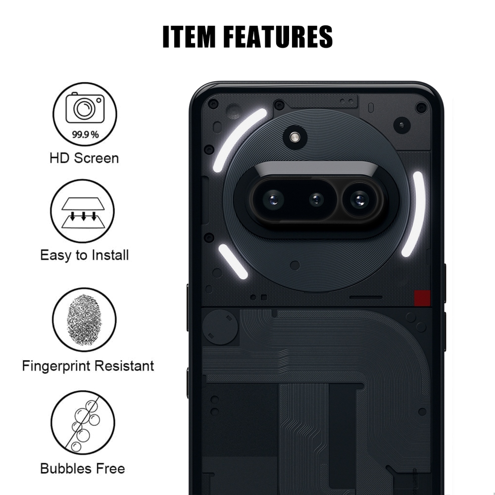 Sklo čočky fotoaparátu na mobil Nothing Phone (3a) - černé