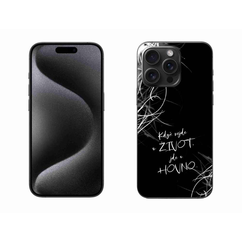 Gelový kryt mmCase na iPhone 15 Pro Max - vtipný text 16 černé pozadí
