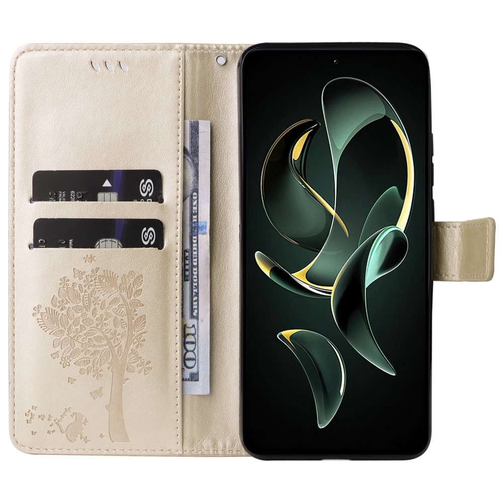 Tree knížkové pouzdro na Xiaomi 13T/13T Pro - zlaté