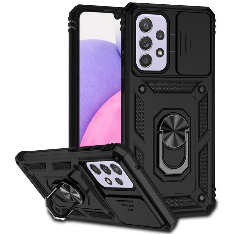 Slide odolný hybridní kryt s úchopem na prst na Samsung Galaxy A33 5G - černý