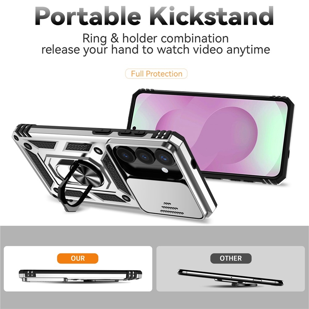 Slide odolný kryt na Samsung Galaxy S26 - stříbrný