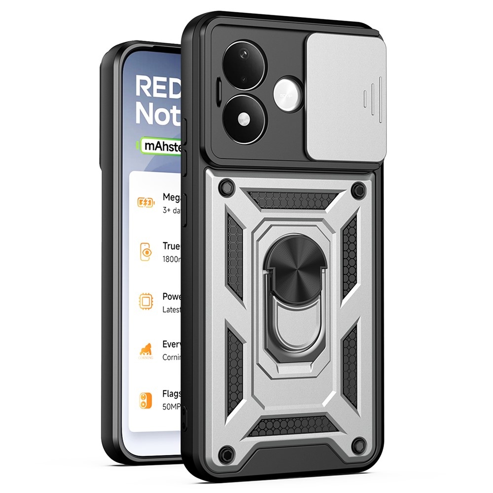 Slide odolný kryt na Xiaomi Redmi Note 17 4G/5G - stříbrný
