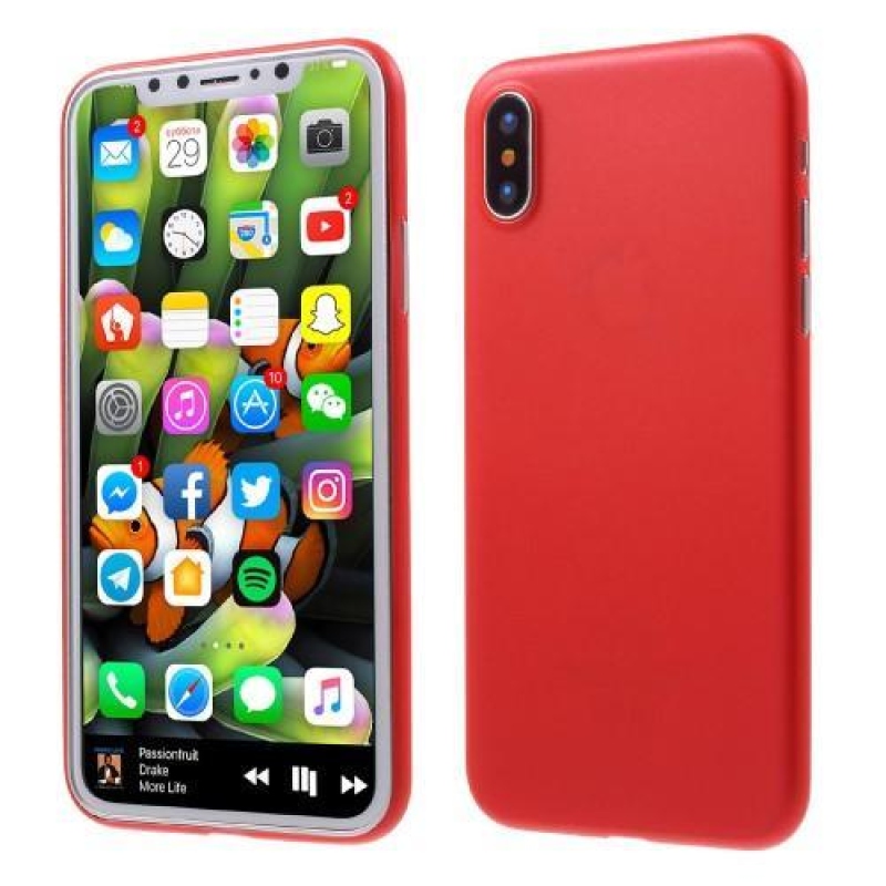 Slim plastový obal na iPhone X - červený