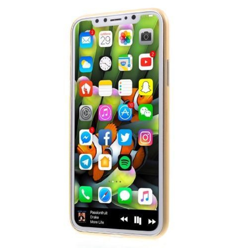 Slim plastový obal na iPhone X - zlatý