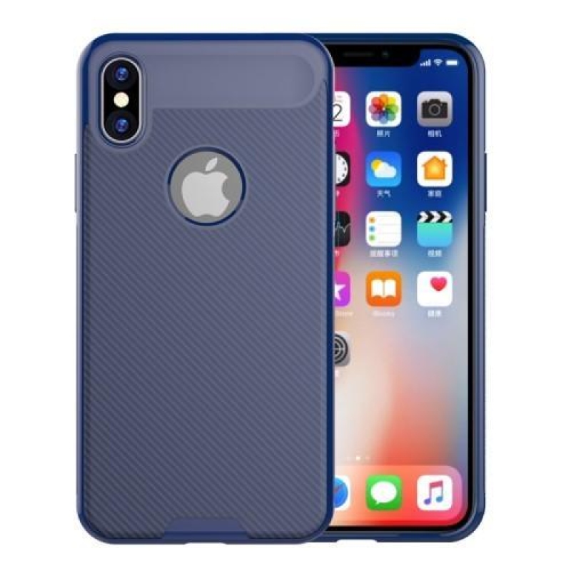 Slim texturovaný gelový obal na iPhone X - modrý