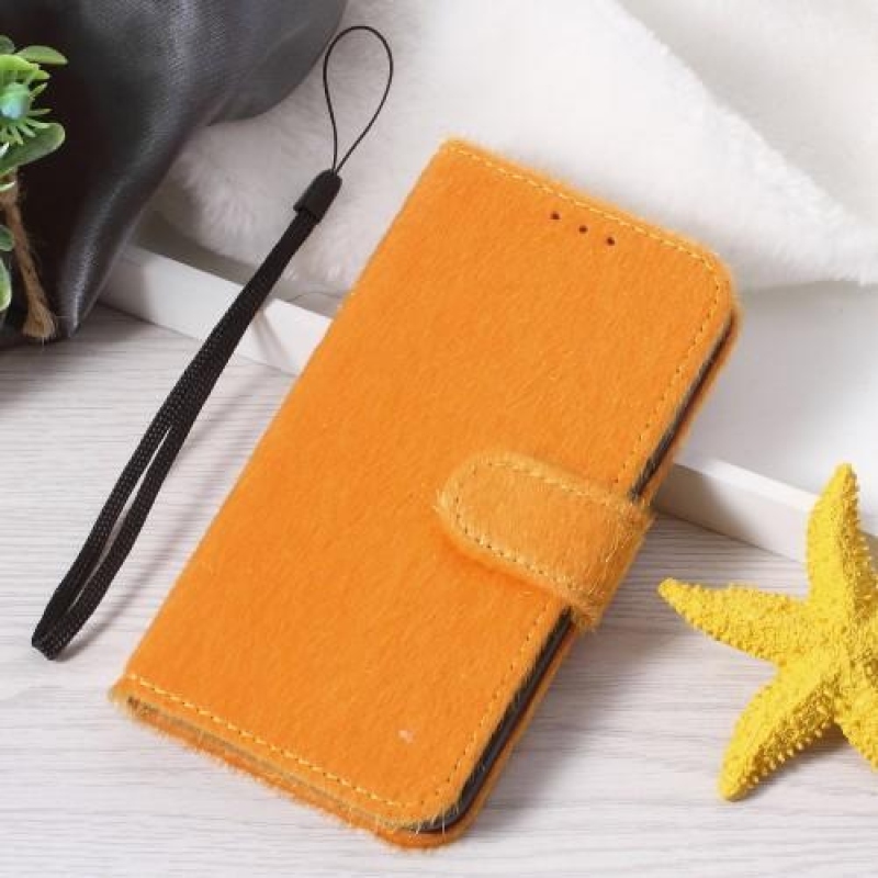 Sloty PU kožené peněženkové pouzdro na iPhone X - oranžové