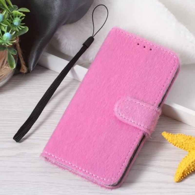 Sloty PU kožené peněženkové pouzdro na iPhone X - růžové