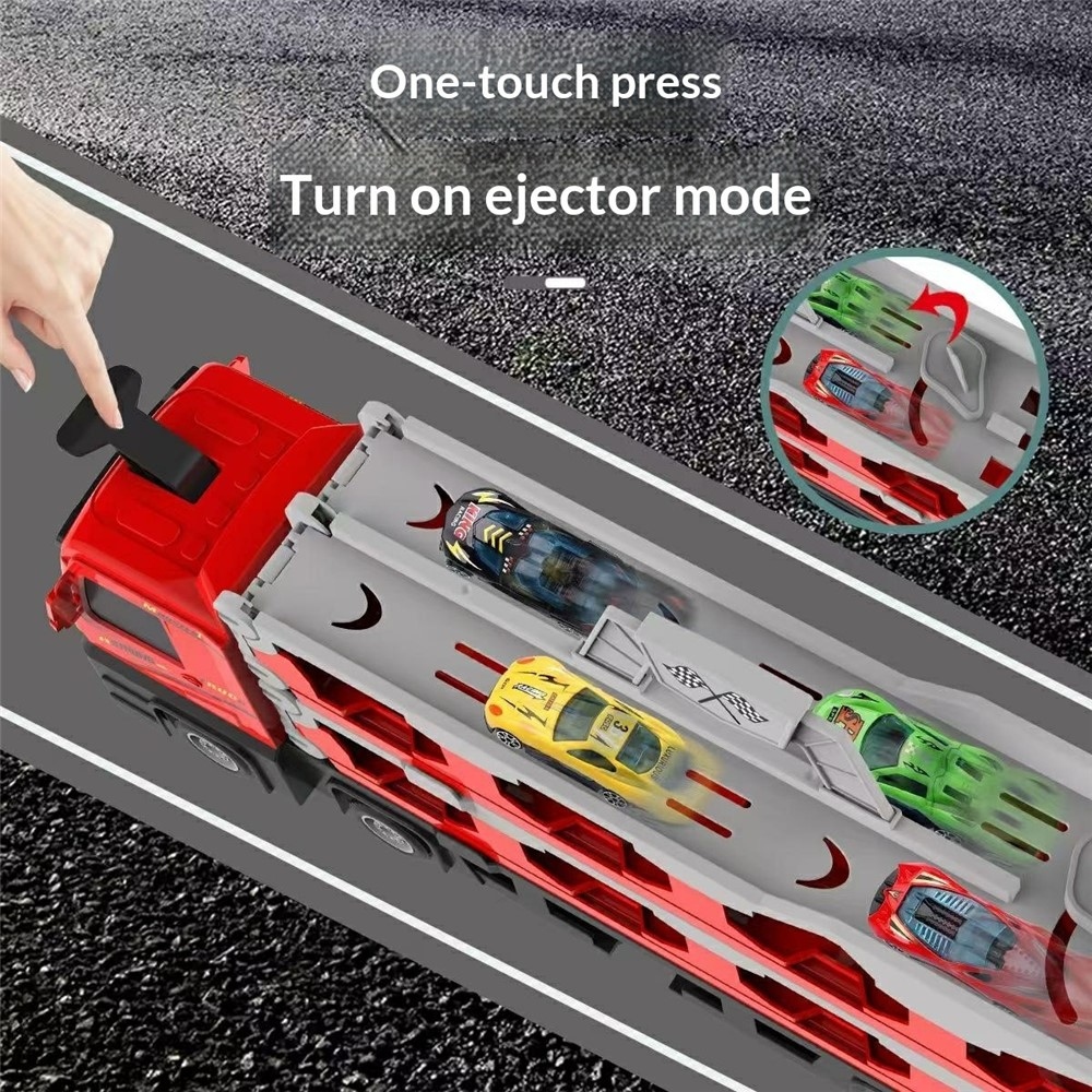 Rozkládací kamion s autodráhou a 8 kovovými autíčky