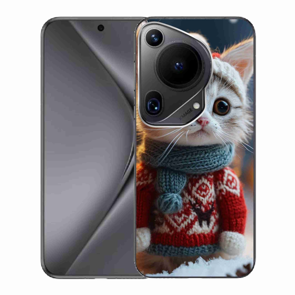 Gelový kryt mmCase na Huawei Pura 70 Ultra - kotě ve svetru