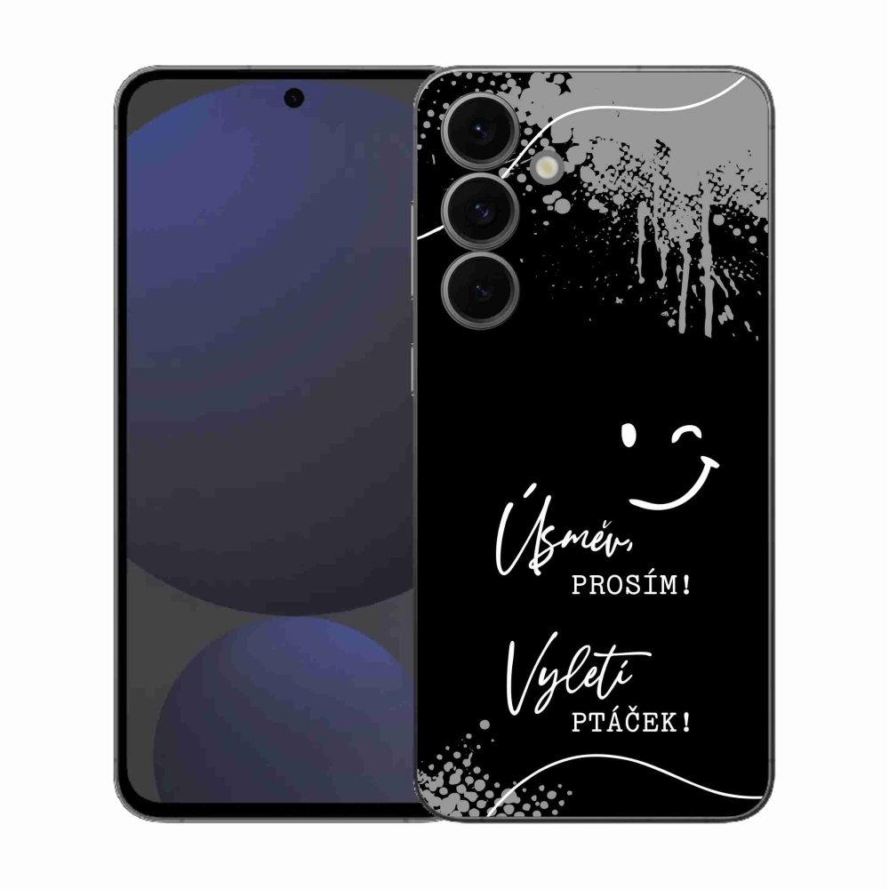 Gelový kryt mmCase na Samsung Galaxy S25 FE - vtipný text 4 černé pozadí