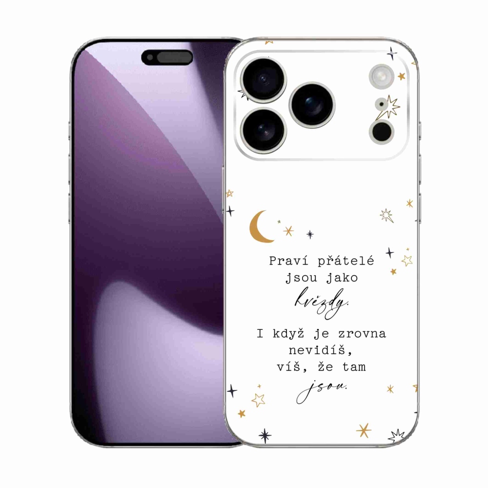 Gelový kryt mmCase na iPhone 17 Pro - citát 6 bílé pozadí