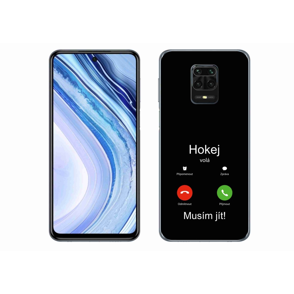 Gelový kryt mmCase na Xiaomi Redmi Note 9 Pro - hokej volá černé pozadí