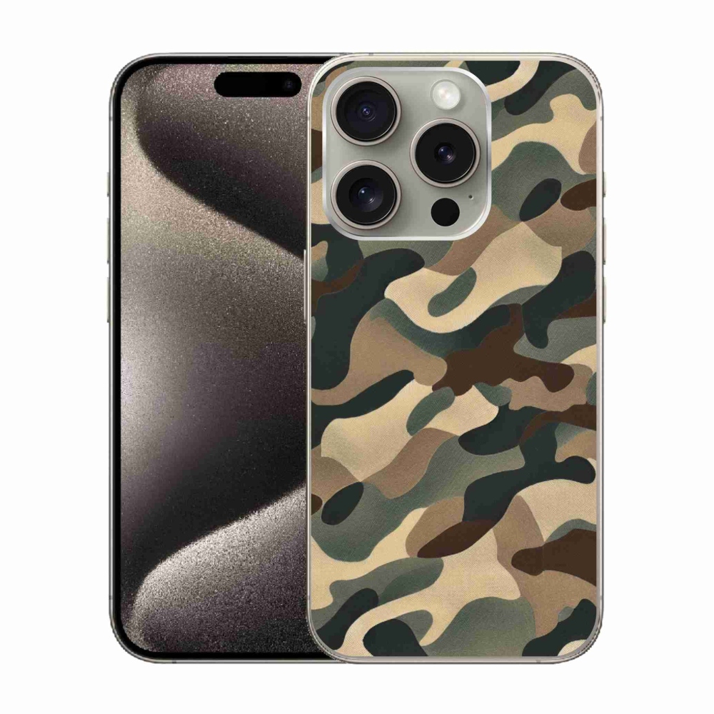 Gelový kryt mmCase na iPhone 15 Pro - maskáčový vzor 11