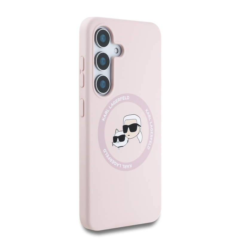 Karl Lagerfeld Liquid Silicone K&CH Heads MagSafe Zadní Kryt pro Samsung Galaxy S25+ Pink