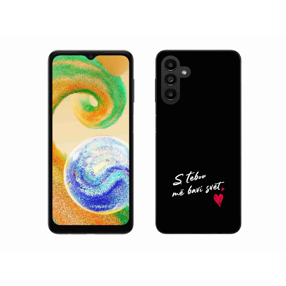 Gelový kryt mmCase na Samsung Galaxy A04s (164.7x76.7x9.1mm) - zamilovaný text 1 černé pozadí