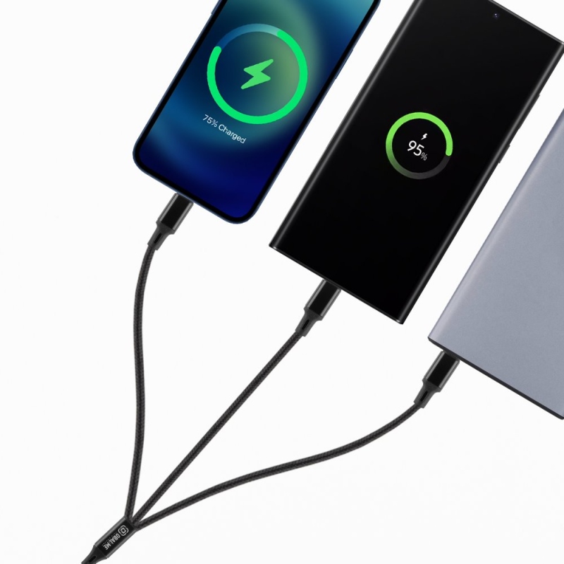 OBAL:ME 3v1 AllConnect Fast Charge USB-A/USB-C, Lightning, Micro-USB Kabel 1.2m Black