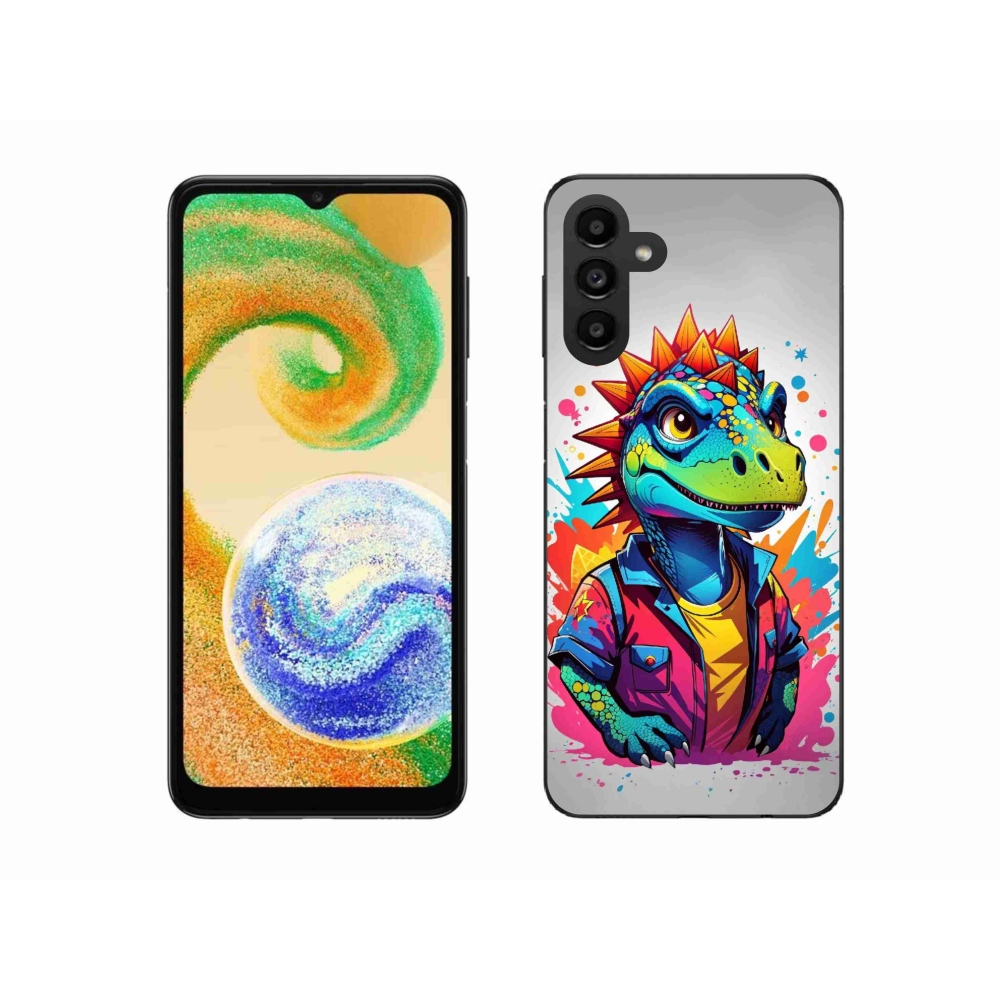 Gelový kryt mmCase na Samsung Galaxy A04s (164.7x76.7x9.1mm) - barevný dinosaurus