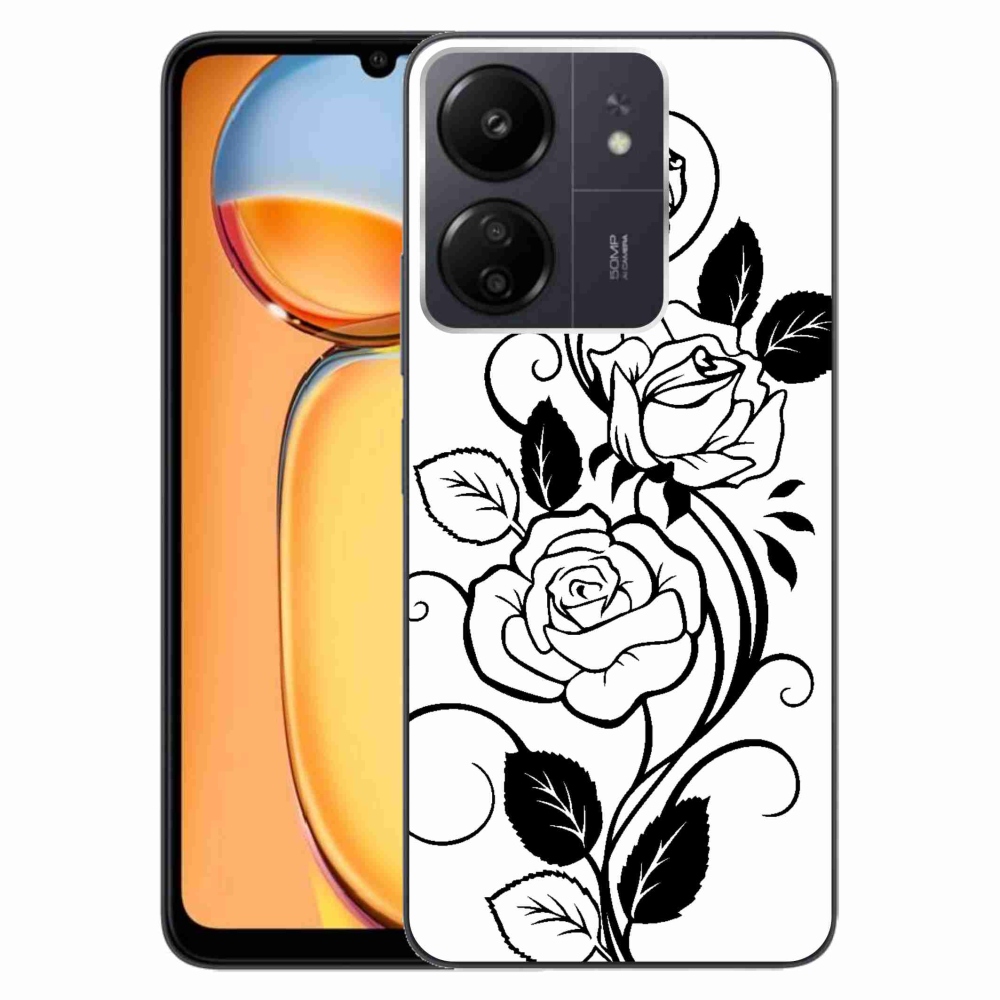 Gelový kryt mmCase na Xiaomi Poco C65/Redmi 13C - černobílá růže