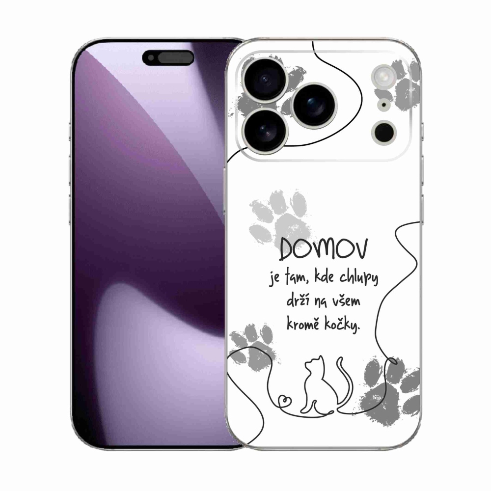Gelový kryt mmCase na iPhone 17 Pro - kočičí motiv bílé pozadí