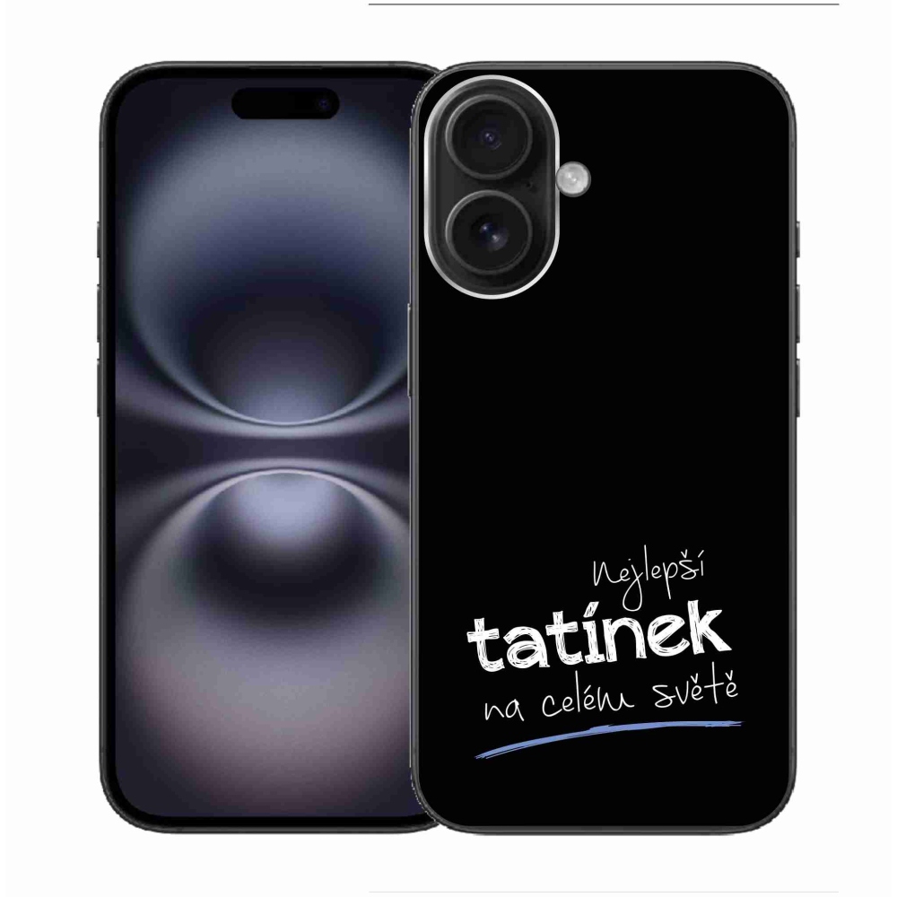 Gelový kryt mmCase na iPhone 16 - nejlepší tatínek 4 černé pozadí