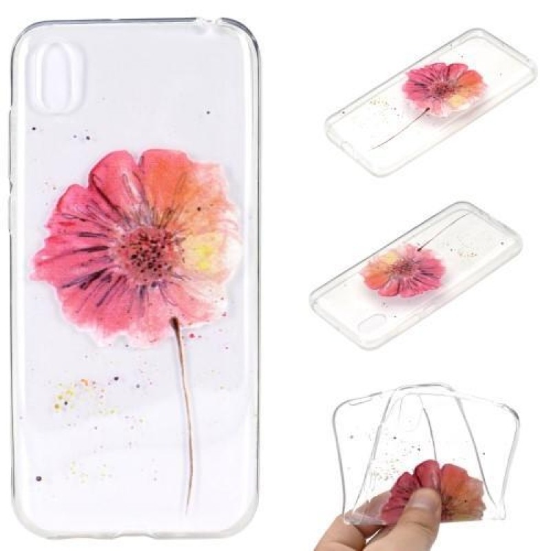 Soft gelový obal na mobil Huawei Y5 (2019) - červená květina