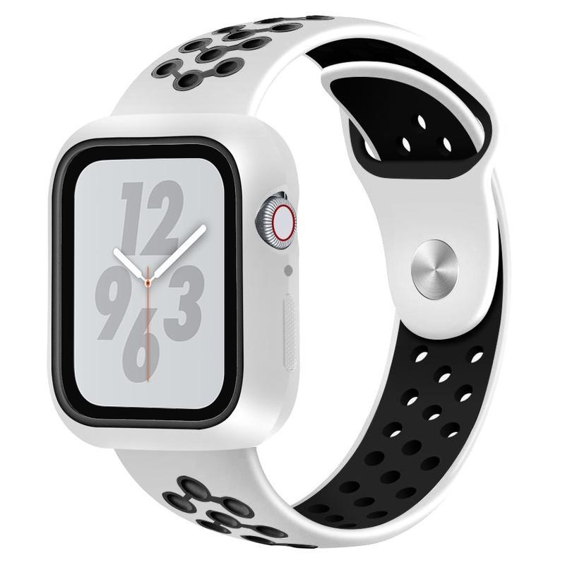Soft silikonový dvoubarevný řemínek pro Apple Watch 5/4 44mm - bílý/černý