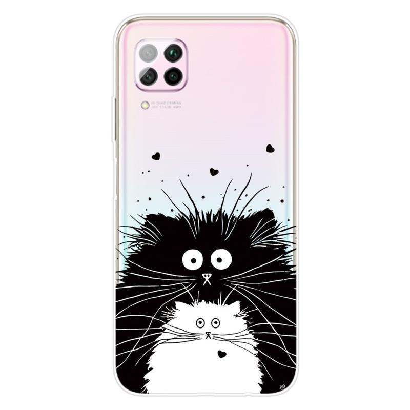 Softy gelový obal na mobil Huawei P40 Lite - černá a bílá kočka
